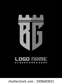 Fortress shield initial B G logo template vector