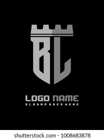 Fortress shield initial B L logo template vector