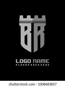 Fortress shield initial B R logo template vector