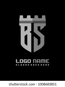 Fortress shield initial B S logo template vector