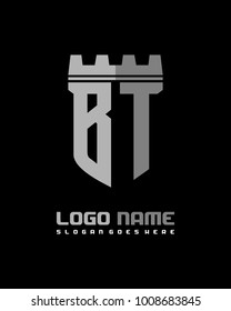 Fortress shield initial B T logo template vector