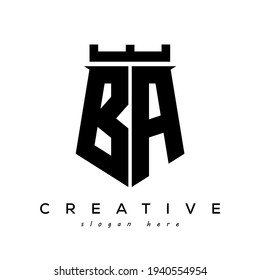 Diseño del vector inicial del logotipo BA del blindaje de fortaleza