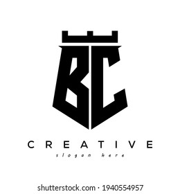 Diseño del vector del logotipo de BC inicial del blindaje de fortaleza