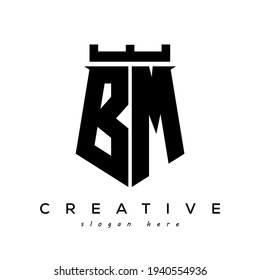 Fortress shield initial BM logo vector design