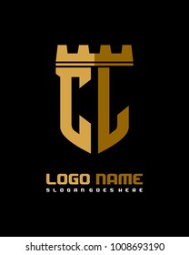 Vector de plantilla de logotipo C L inicial de protección de fortaleza