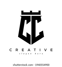 Fortress shield initial CC logo vector design