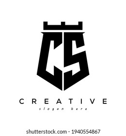 Fortress shield initial CS logo vector design
