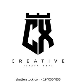 Fortress shield initial CX logo vector design
