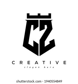 Fortress shield initial CZ  logo vector design