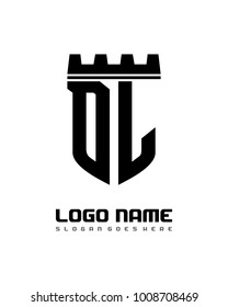 Fortress shield initial D L logo template vector