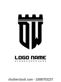 Fortress shield initial D W logo template vector