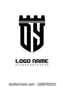 Fortress shield initial D Y logo template vector