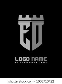 Fortress shield initial E O logo template vector