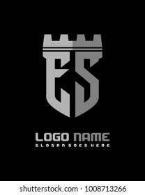 Fortress shield initial E S logo template vector