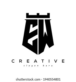 Fortress shield initial EW logo vector design