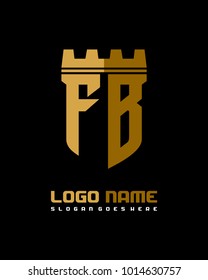 Fortress shield initial F B logo template vector