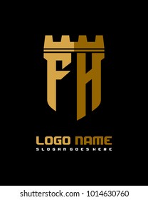 Fortress shield initial F H logo template vector