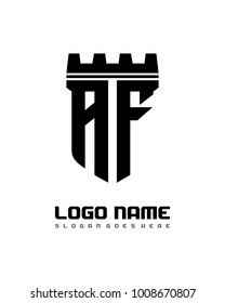 Fortress shield initial A F logo template vector