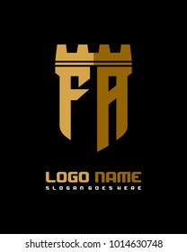 Fortress shield initial F A logo template vector