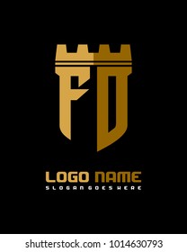 Fortress shield initial F O logo template vector