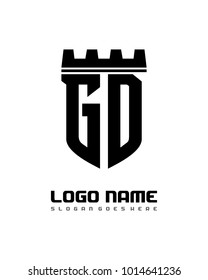 Fortress shield initial G D logo template vector