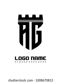 Fortress shield initial A G logo template vector