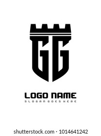 Fortress shield initial G G logo template vector