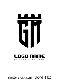 Fortress shield initial G M logo template vector