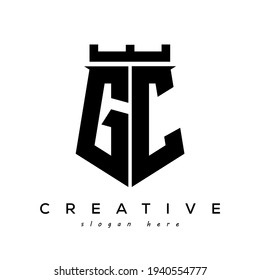 Diseño del vector del logotipo GC inicial del blindaje de la fortaleza