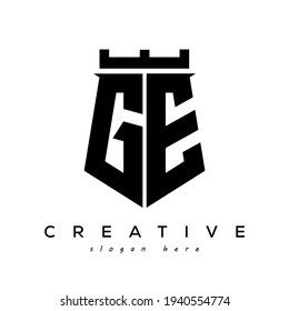 Diseño del vector del logotipo de GE inicial del blindaje de fortaleza