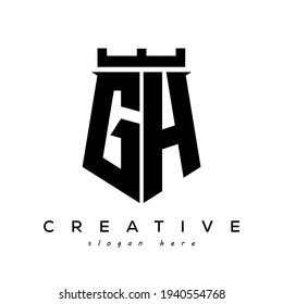 Fortress shield initial GH logo vector design