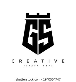 Fortress shield initial GS logo vector design