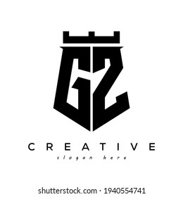 Fortress shield initial GZ logo vector design