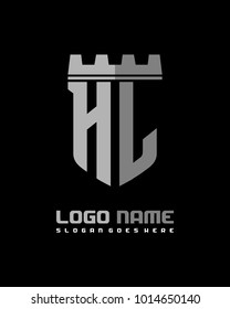 Fortress shield initial H L logo template vector