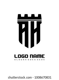 Fortress shield initial A H logo template vector