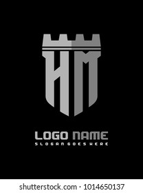 Fortress shield initial H M logo template vector