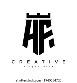 Fortress shield initial HF logo vector design