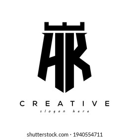 Fortress shield initial HK logo vector design