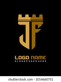Fortress shield initial J  logo template vector
