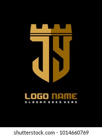Fortress shield initial J  logo template vector