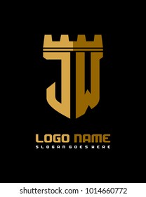 Fortress shield initial J  logo template vector