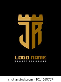 Fortress shield initial J R logo template vector