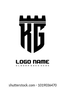 Fortress shield initial K G logo template vector