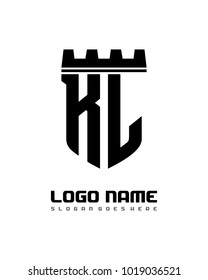 Fortress shield initial K L logo template vector