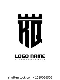 Fortress shield initial K Q logo template vector