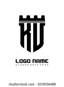 Fortress shield initial K U logo template vector