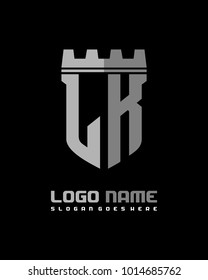 Fortress shield initial L K logo template vector