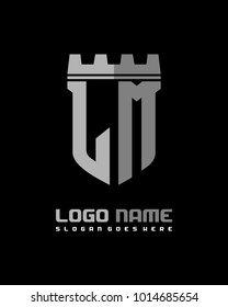Fortress shield initial L M logo template vector