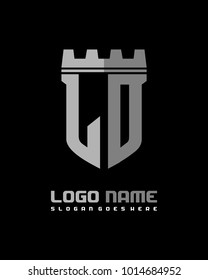 Fortress shield initial L O logo template vector
