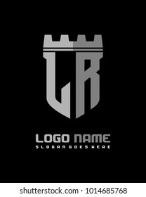 Fortress shield initial L R logo template vector